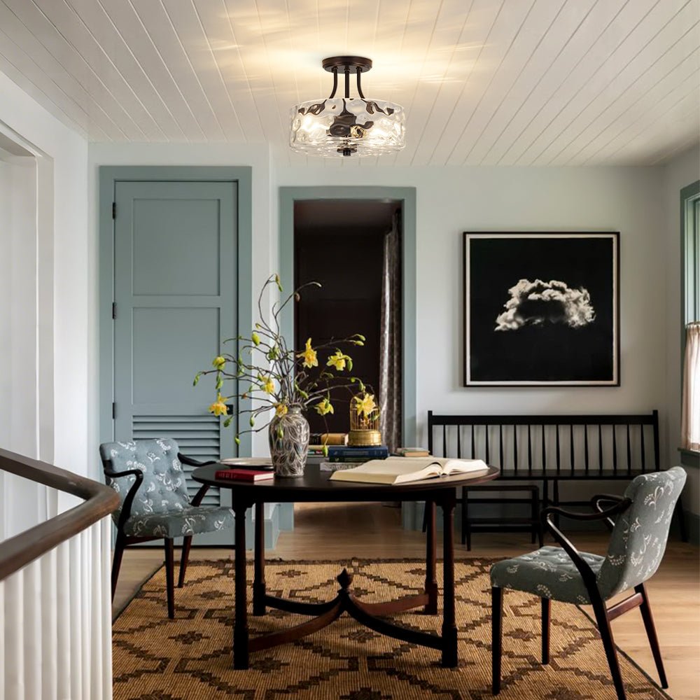 lightfixturesusa-round-drum-hammered-glass-semi-flush-mount-ceiling-light-black-3015964