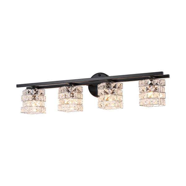 LightFixturesUSA - Rubik Cube Style Faceted Crystal Shade Vanity Wall Sconce - Wall Sconce - 4 - Lt -