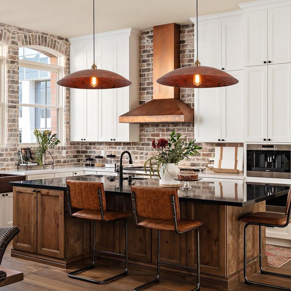lightfixturesusa-rustic-brown-1-light-oversized-flat-dome-pendant-light-chandelier-236in-620740 LightFixturesUSA - Rustic Brown 1 - Light Oversized Flat Dome Pendant Light - Chandelier - 23.6in -