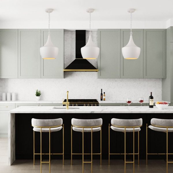 LightFixturesUSA - Scandinavian 1 - Light Geometric White Kitchen Pendant Light - Pendant Light - Teardrop -
