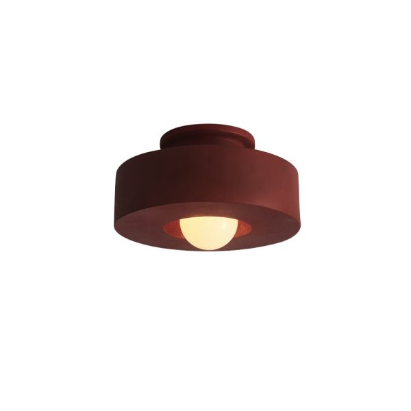 LightFixturesUSA - Scandinavian Minimalist Red Velvet Round Single Ceiling Light - Ceiling Light - Red - 