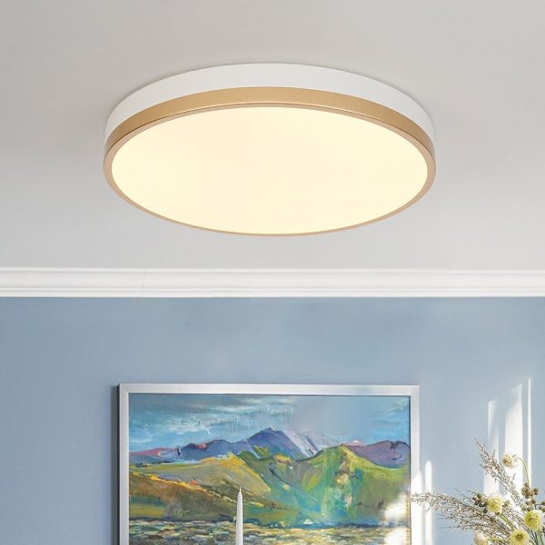 LightFixturesUSA - Scandinavian Round Dimmable LED Ceiling Light DIP Switch - Ceiling Light - White+Gold -