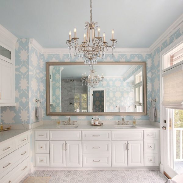 LightFixturesUSA - Shabby Chic 6 - Light Crystal Empire Candle Chandelier - Chandelier - 27.6 in. - 