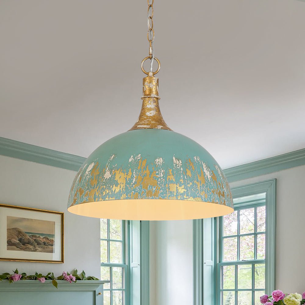 lightfixturesusa-shabby-chic-distressed-gilded-patina-teal-dome-pendant-light-pendant-light-157-in-5681653 LightFixturesUSA - Shabby Chic Distressed Gilded Patina Teal Dome Pendant Light - Pendant Light - 15.7 in -