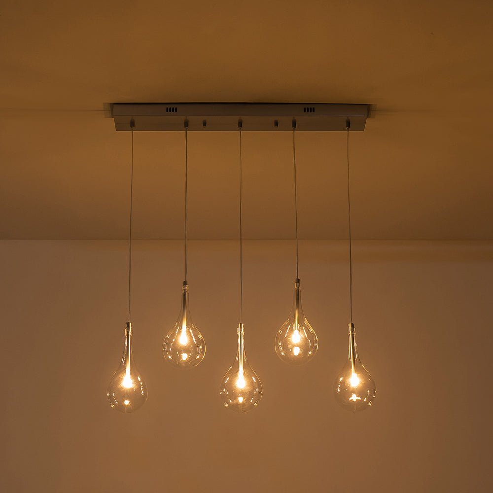 lightfixturesusa-silver-5-light-clear-glass-teardrop-linear-island-pendant-chandelier-silver-560007