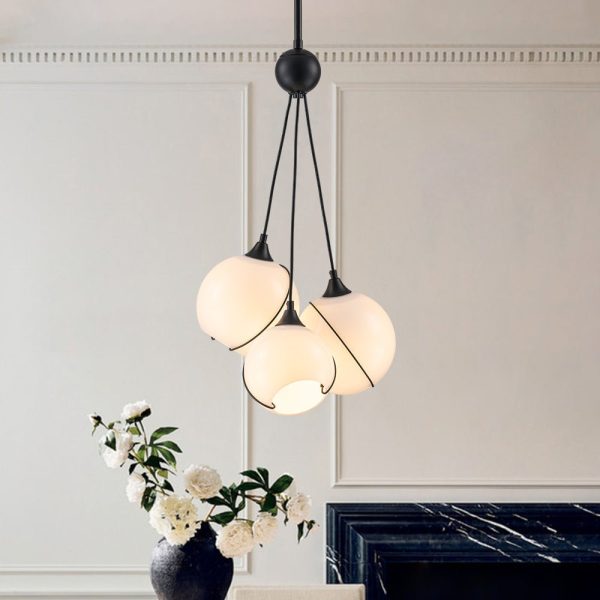 LightFixturesUSA - Statement Shine Opal Glass Globe Cluster Chandelier - Chandelier - 3 - Lt -