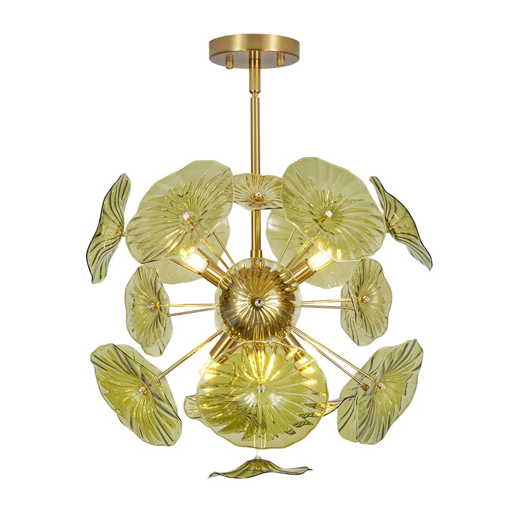 lightfixturesusa-summer-art-deco-bloom-green-lotus-leaf-sunburst-chandelier-chandelier-brass-1570013