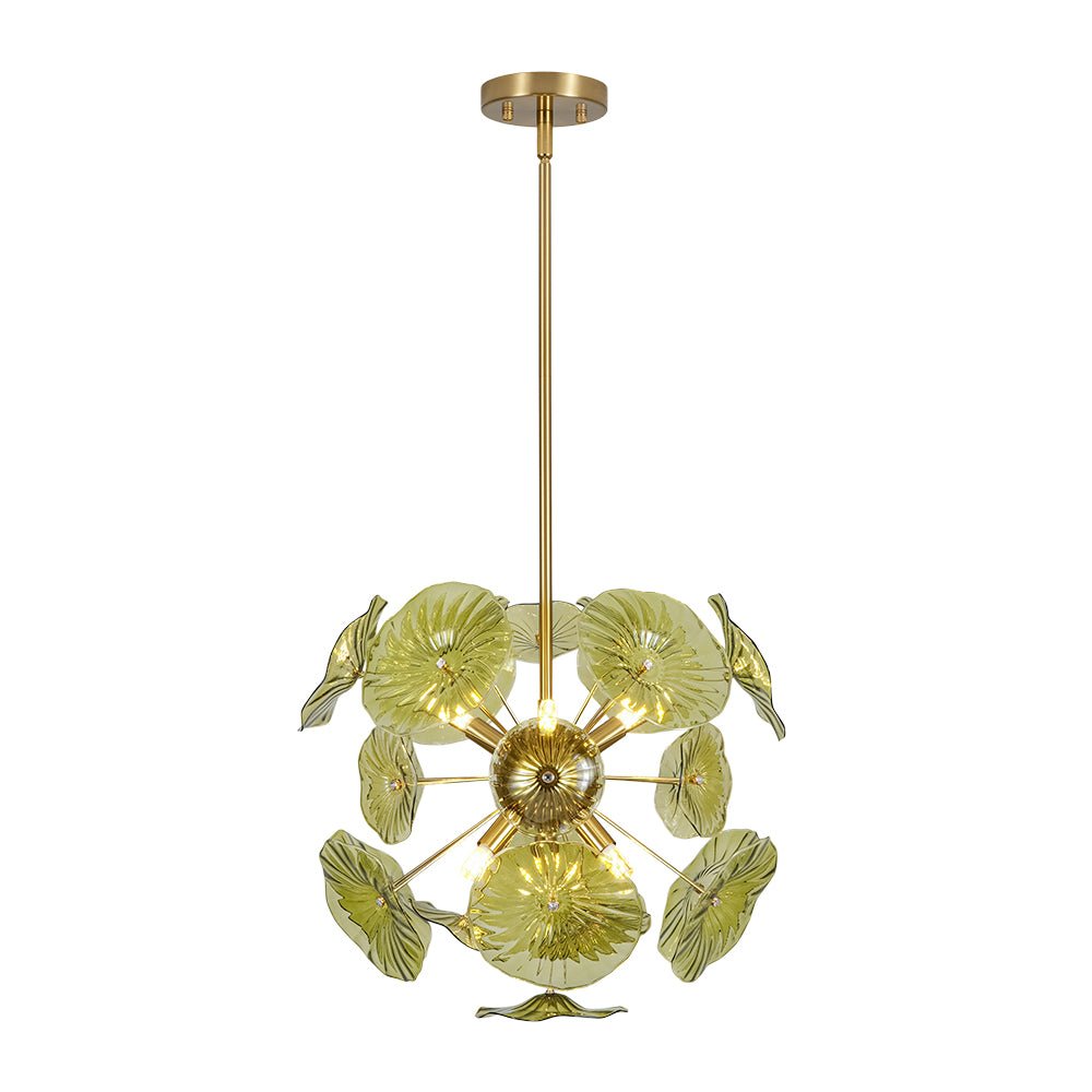 lightfixturesusa-summer-art-deco-bloom-green-lotus-leaf-sunburst-chandelier-chandelier-brass-9304965