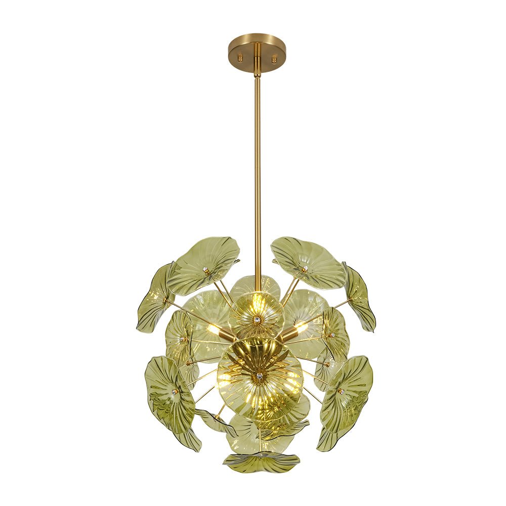 lightfixturesusa-summer-art-deco-bloom-green-lotus-leaf-sunburst-chandelier-chandelier-brass-9774412