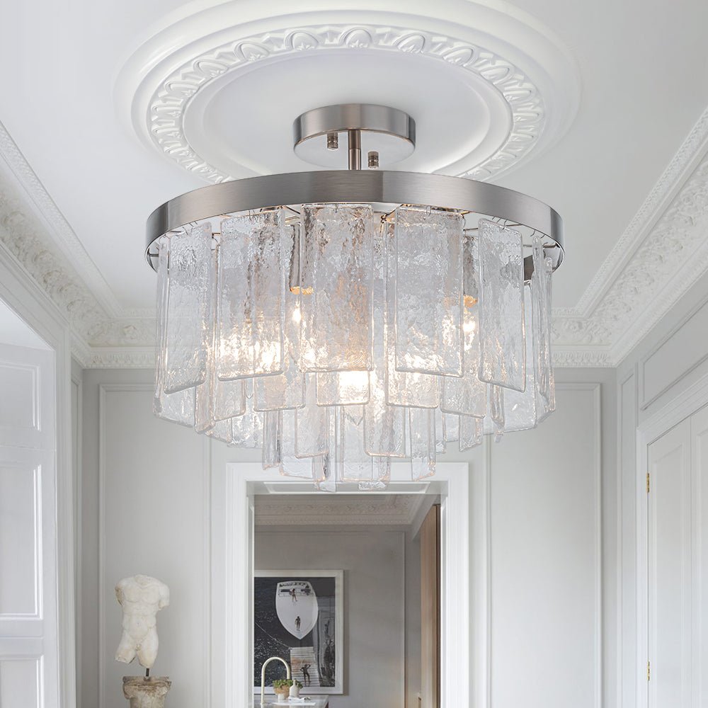 lightfixturesusa-tiered-hammered-water-glass-round-semi-flush-mount-ceiling-light-nickel-208973 LightFixturesUSA - Tiered Hammered Water Glass Round Semi Flush Mount - Ceiling Light - Nickel -