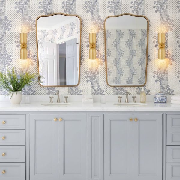 LightFixturesUSA - Tulip 2 - Light Brass Up Down Hourglass Vanity Wall Sconce - Wall Sconce - 2 Packs -