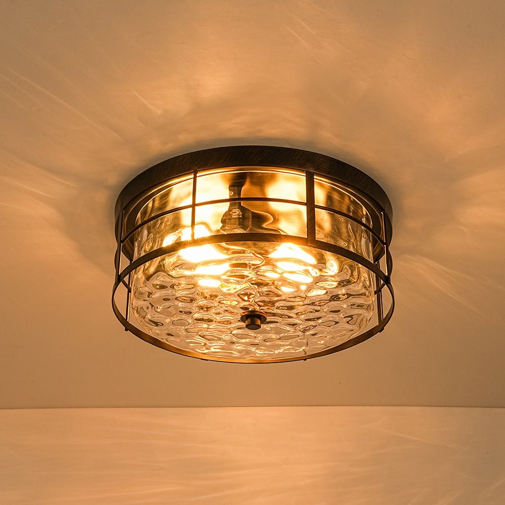 lightfixturesusa-vintage-2-light-hammered-glass-round-drum-flush-mount-ceiling-light-11-in-5680983