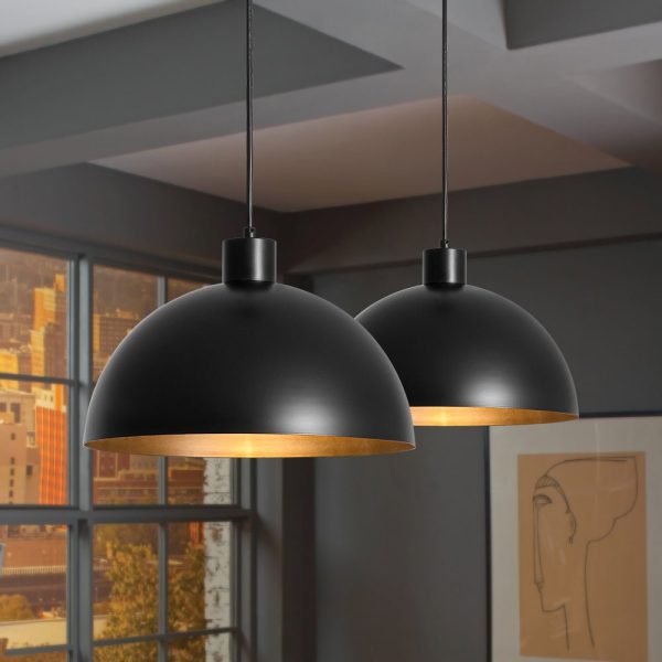 LightFixturesUSA - Vintage Antique Bronze 1 - Light Iron Dome Pendant Light - Pendant Light - Matte Black -