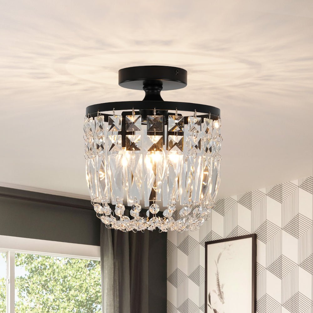 lightfixturesusa-vintage-black-draped-crystal-round-semi-flush-mount-ceiling-light-black-1828141 LightFixturesUSA - Vintage Black Draped Crystal Round Semi Flush Mount - Ceiling Light - Black -