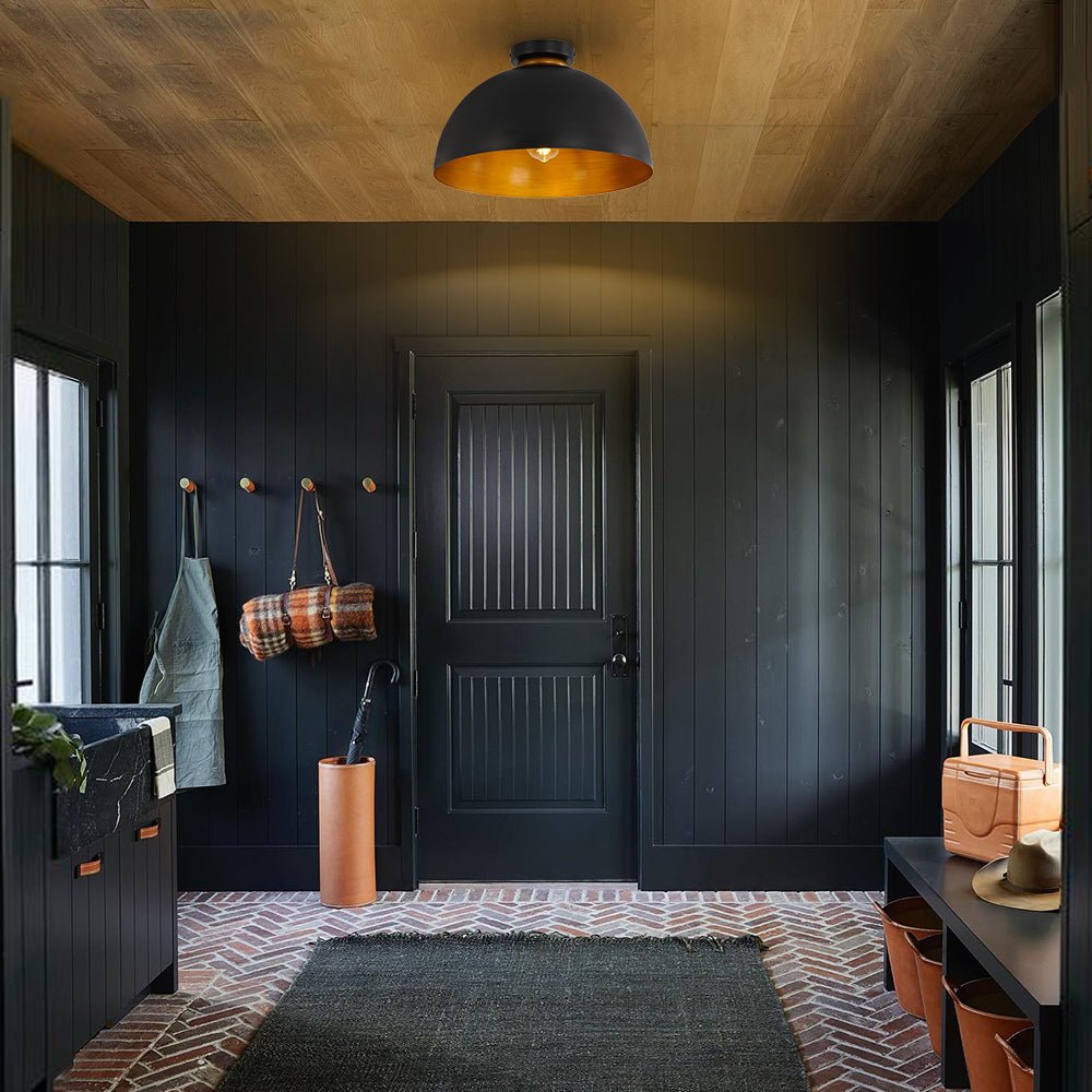 lightfixturesusa-vintage-farmhouse-1-light-iron-dome-flush-mount-light-pendant-light-black-gold-114171 LightFixturesUSA - Vintage Farmhouse 1 - Light Iron Dome Flush Mount Light - Pendant Light - Black + Gold -