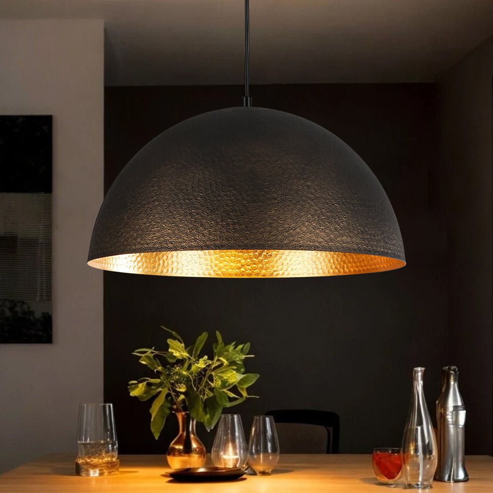 lightfixturesusa-vintage-luxe-black-gold-hammered-dome-pendant-light-pendant-light-157-in-950018 LightFixturesUSA - Vintage Luxe Black Gold Hammered Dome Pendant Light - Pendant Light - 15.7 in -