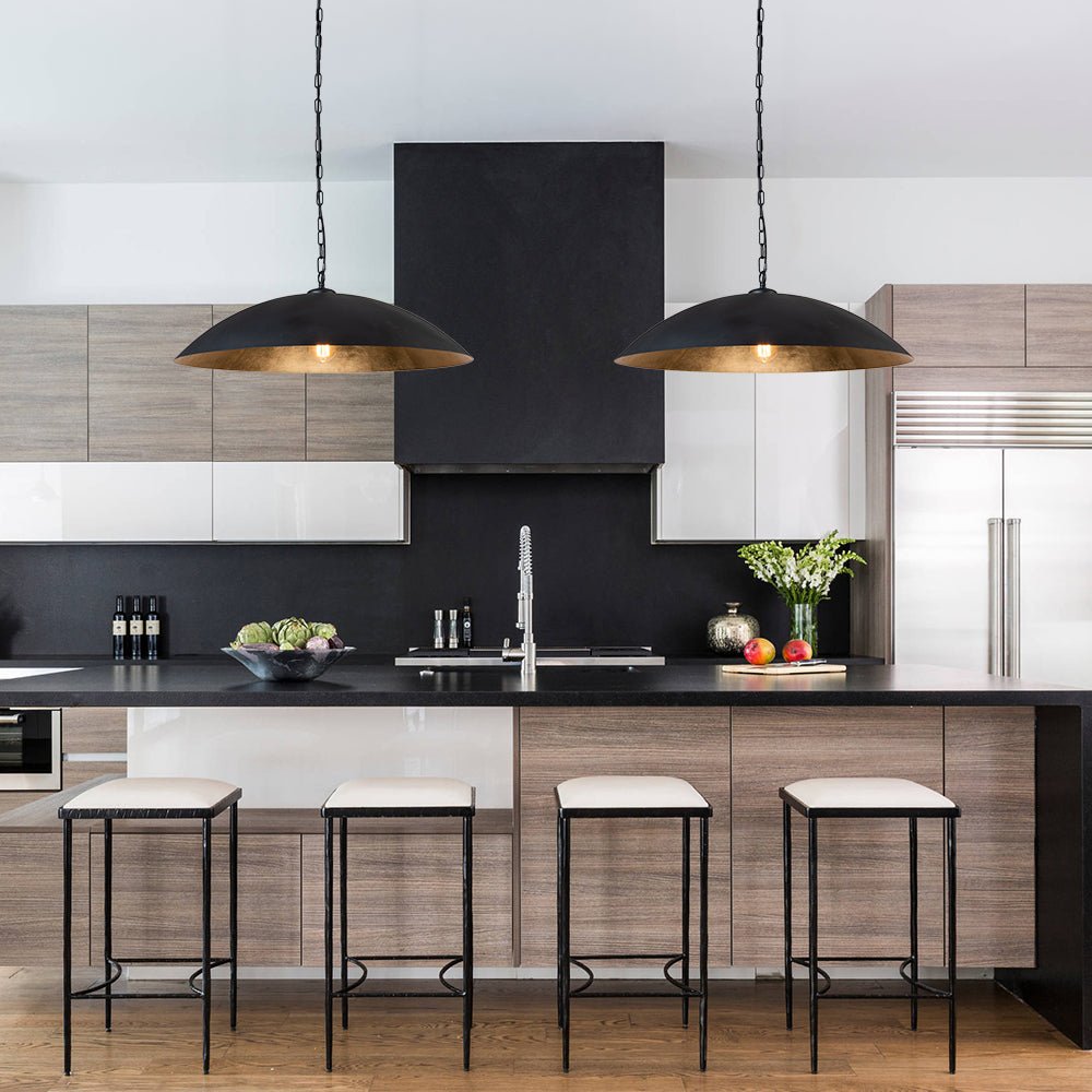 lightfixturesusa-vintage-oversized-flat-dome-metal-pendant-light-chandelier-blackgold-1-lt-148543 LightFixturesUSA-Vintage Oversized Flat Dome Metal Pendant Light-Chandelier-Black+Gold-1-Lt