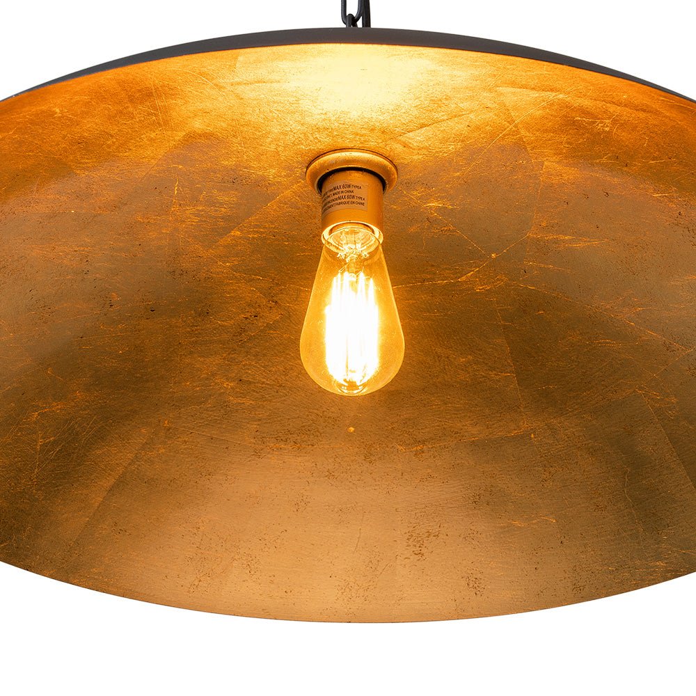lightfixturesusa-vintage-oversized-flat-dome-metal-pendant-light-chandelier-blackgold-1-lt-333371