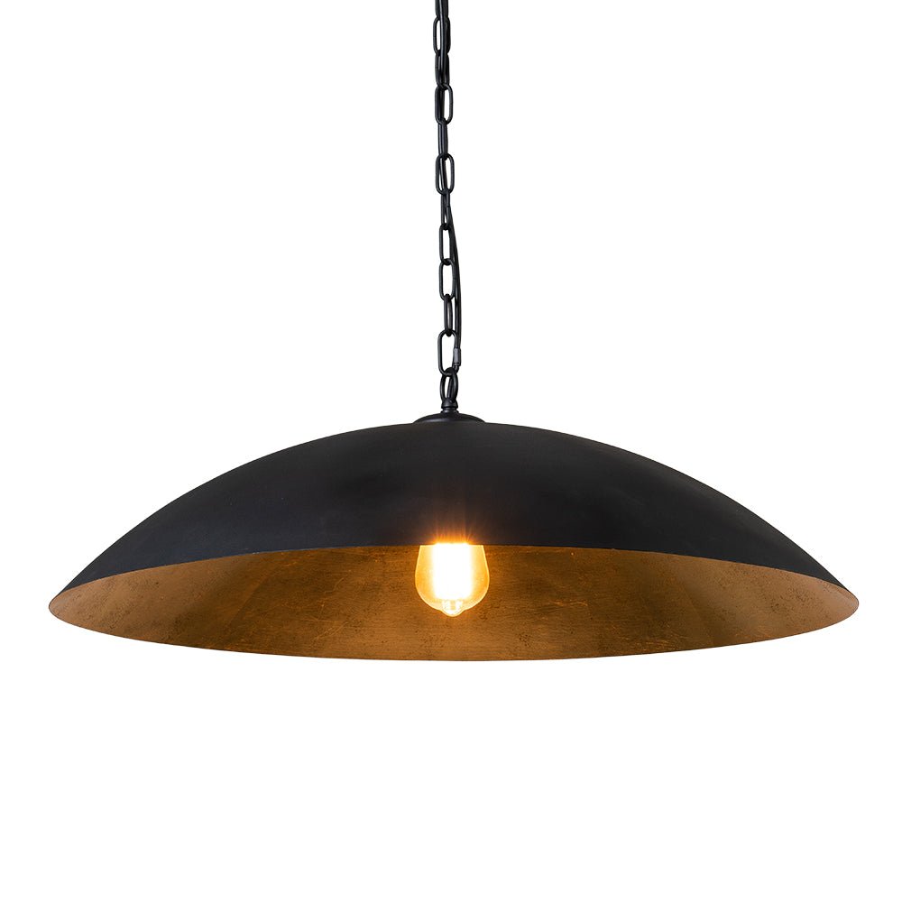 lightfixturesusa-vintage-oversized-flat-dome-metal-pendant-light-chandelier-blackgold-1-lt-694649