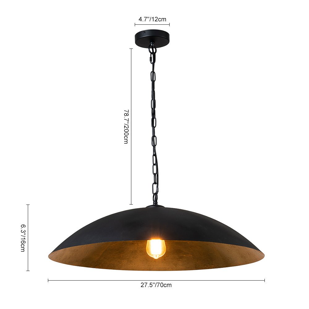 lightfixturesusa-vintage-oversized-flat-dome-metal-pendant-light-chandelier-blackgold-1-lt-749799