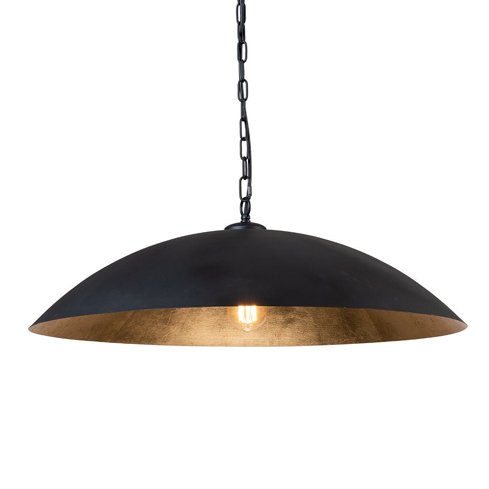 lightfixturesusa-vintage-oversized-flat-dome-metal-pendant-light-chandelier-blackgold-1-lt-809586