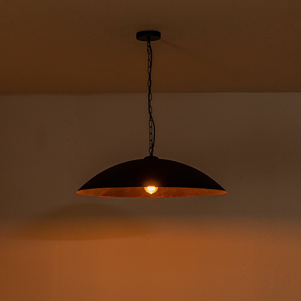 lightfixturesusa-vintage-oversized-flat-dome-metal-pendant-light-chandelier-blackgold-1-lt-826005