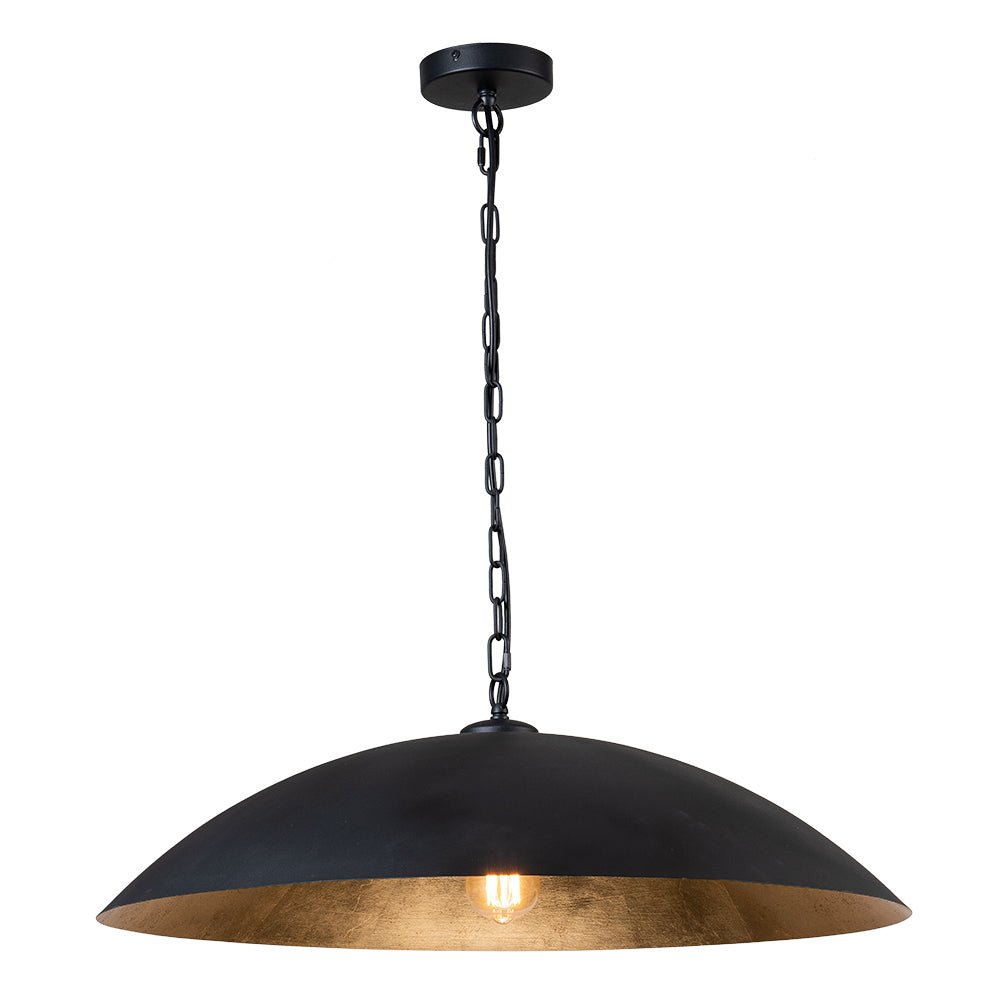 lightfixturesusa-vintage-oversized-flat-dome-metal-pendant-light-chandelier-blackgold-1-lt-828565
