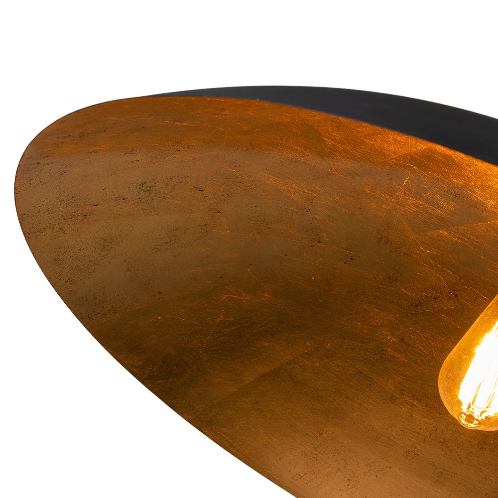 lightfixturesusa-vintage-oversized-flat-dome-metal-pendant-light-chandelier-blackgold-1-lt-999308